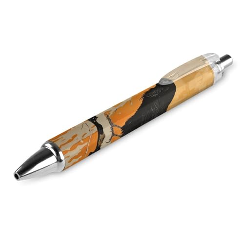 THKVSV Kugelschreiber mit Krähe auf einem verschneiten Zweigdruck, einziehbarer Kugelschreiber, Arbeitsstift, Rollkugelschreiber für Büro, Schulbedarf, 1 Stück von THKVSV