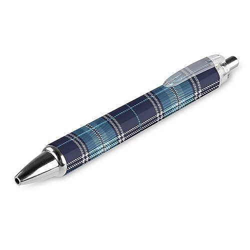 THKVSV Kugelschreiber mit blauem Schottenkaro, einziehbarer Stift, Arbeitsstifte, Rollkugelschreiber für Büro, Zuhause, 1 Stück von THKVSV