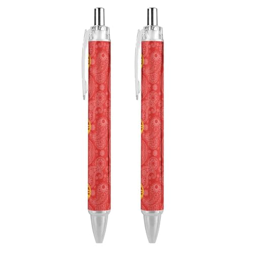 THKVSV Kugelschreiber mit portugiesischer Paisleymuster, einziehbar, rund, feine Spitze, 0,5 mm, 4 Stück von THKVSV