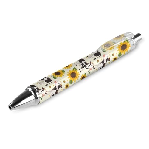 THKVSV Kuh mit Sonnenblume, einziehbarer Kugelschreiber, Arbeitsstift, Rollkugelschreiber für Büro, Schule, Zubehör, 1 Stück THKVSV Kuh mit Sonnenblume, einziehbarer Kugelschreiber, Arbeitsstift, Rollkugelschreiber für Büro, Schule, Zubehör, 1 Stück von THKVSV