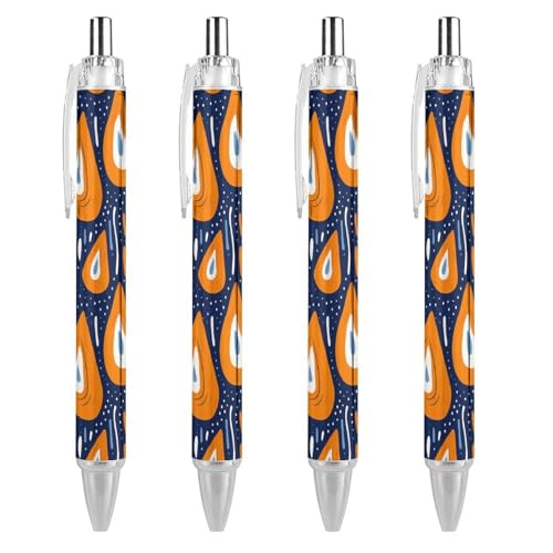 THKVSV Mid Century Modern mit Tropfenformen, niedlicher einziehbarer Kugelschreiber, feine Spitze, 0,5 mm, runder Schaft, 4 Stück, Büro THKVSV Mid Century Modern mit Tropfenformen, niedlicher einziehbarer Kugelschreiber, feine Spitze, 0,5 mm, runder Schaft, 4 Stück, Büro von THKVSV