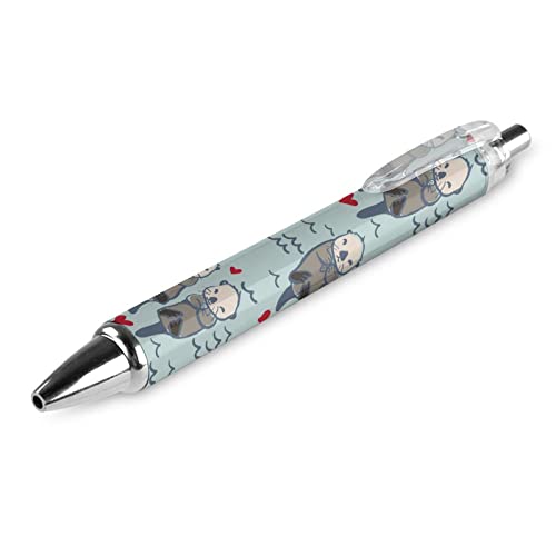 THKVSV Niedlicher Otter Love Kugelschreiber, einziehbarer Kugelschreiber, tragbar, blaue Tinte, Stift für Zuhause, Büro, 1 Stück von THKVSV