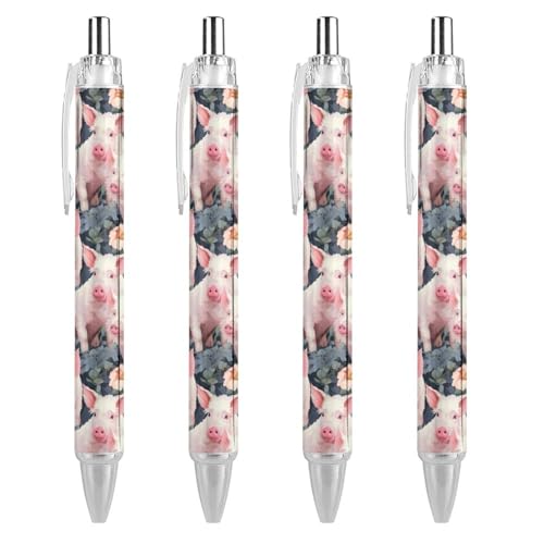 THKVSV Niedlicher einziehbarer Kugelschreiber mit feiner Spitze, 0,5 mm, runder Schaft, 4 Stück, Büro THKVSV Niedlicher einziehbarer Kugelschreiber mit feiner Spitze, 0,5 mm, runder Schaft, 4 Stück, Büro von THKVSV