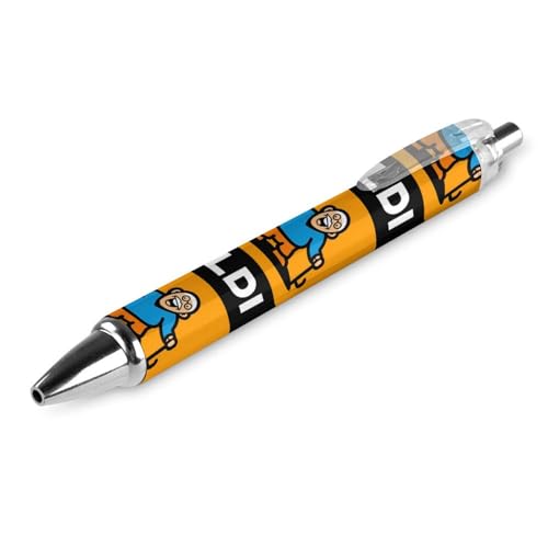 THKVSV Oldi Kugelschreiber, gemustert, einziehbar, rund, feine Spitze, 0,5 mm, Schwarz, 4 Stück von THKVSV