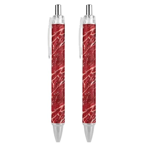 THKVSV Raw Meat Beaf Kugelschreiber, gemustert, einziehbar, rund, feine Spitze, 0,5 mm, 4 Stück von THKVSV