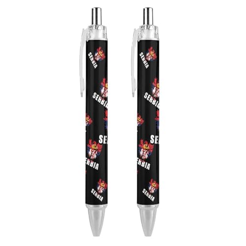 THKVSV Serbien Griffon Geier Serbische Flagge schwarz einziehbarer Kugelschreiber 0,5 mm feine Spitze Arbeitsstift schnell trocknend glattes Schreiben Stifte 2 Stück THKVSV Serbien Griffon Geier Serbische Flagge schwarz einziehbarer Kugelschreiber 0,5 mm feine Spitze Arbeitsstift schnell trocknend glattes Schreiben Stifte 2 Stück von THKVSV