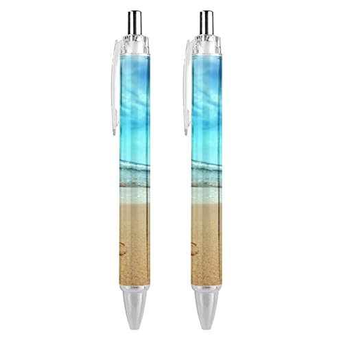 THKVSV Strand-Kugelschreiber, einziehbarer Kugelschreiber, tragbar, blaue Tinte, für Zuhause, Büro, 2 Stück von THKVSV