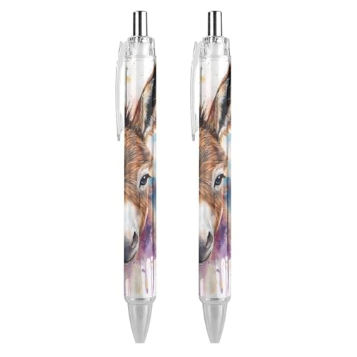 THKVSV Watercolor Donkey Kugelschreiber, einziehbar, 0,5 mm, feine Spitze, schnelltrocknend, glattes Schreiben, Schwarz, 2 Stück THKVSV Watercolor Donkey Kugelschreiber, einziehbar, 0,5 mm, feine Spitze, schnelltrocknend, glattes Schreiben, Schwarz, 2 Stück von THKVSV