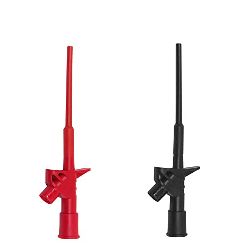 2 STÜCKE Prüfhakenklemmen, robuste Metallsonden-Prüfklemmen, Booster-Klemme, elastische Klemmkraft, Prüfsonde, Prüfhakenklemme mit 4-mm-Bananenbuchsen-Hakenklemmen, schwarz, rot von THLMT