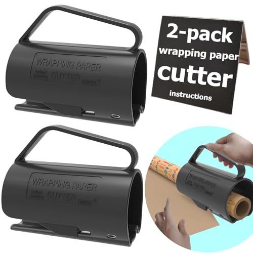 THMORT Geschenkpapier-Rollschneider mit Griff (2er-Pack) Push-Cut für Geschenkverpackungen, Papierschnitt, einfaches Gleiten, Geschenkpapier, Schneiderhalter, Spenderklemme, Werkzeugrohr. von THMORT