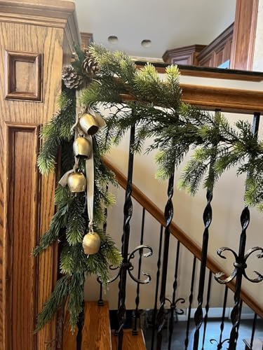 Goldglocken für Weihnachtsoramente, Hexenglocken, hängende Glocken, rustikale Kuhglocken, dekorative Glocken mit Juteseil, Türglocken von THOR INSTRUMENTS