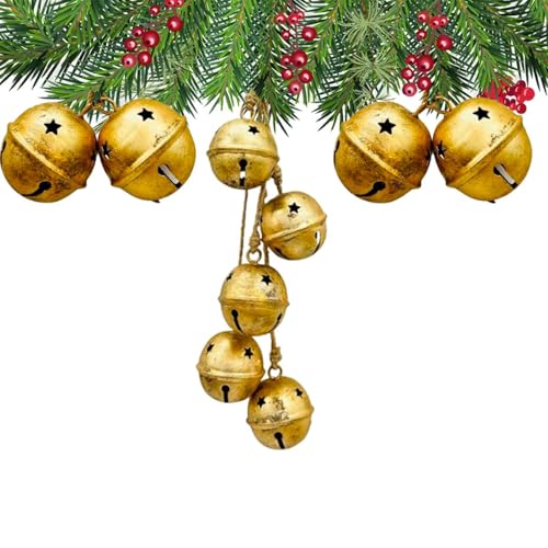 Hängende Glocken Vintage Schlittenglocken Kuhglocke Messing Gold Rustikale Harmonie Metall Jingle Bells Cluster Baumglocken auf Juteseil Hängende Glocken Vintage Schlittenglocken Kuhglocke Messing Gold Rustikale Harmonie Metall Jingle Bells Cluster Baumglocken auf Juteseil von THOR INSTRUMENTS
