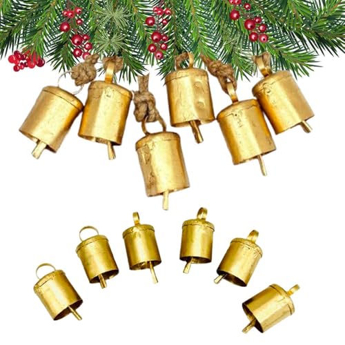 Harmony Bells, 6 Stück, Jingle Bells mit Juteseil, Vintage, rustikal, dekorativ, für Weihnachten, Bauernhaus-Dekor Harmony Bells, 6 Stück, Jingle Bells mit Juteseil, Vintage, rustikal, dekorativ, für Weihnachten, Bauernhaus-Dekor von THOR INSTRUMENTS