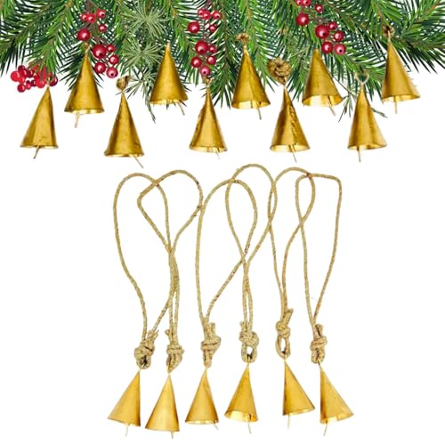 Kleine Gold Kuhglocken zum rustikalen Aufhängen mit Juteseil - Goldglocken zum Basteln 10er Set Weihnachtsglocken für Dekoration Kleine Gold Kuhglocken zum rustikalen Aufhängen mit Juteseil - Goldglocken zum Basteln 10er Set Weihnachtsglocken für Dekoration von THOR INSTRUMENTS