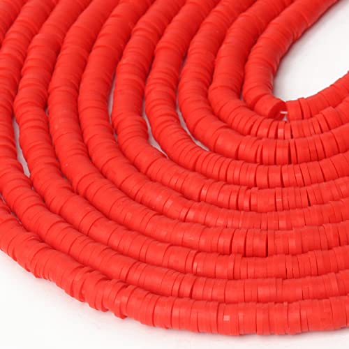 THRELE Rote Tonperlen zur Herstellung von Armbändern, 10 Stränge, flache, runde Polymer-Ton-Perlen, 6 mm, Abstandshalter, Heishi-Perlen, Valentinstagsperlen für Schmuckherstellung, Ohrringe, THRELE Rote Tonperlen zur Herstellung von Armbändern, 10 Stränge, flache, runde Polymer-Ton-Perlen, 6 mm, Abstandshalter, Heishi-Perlen, Valentinstagsperlen für Schmuckherstellung, Ohrringe, von THRELE