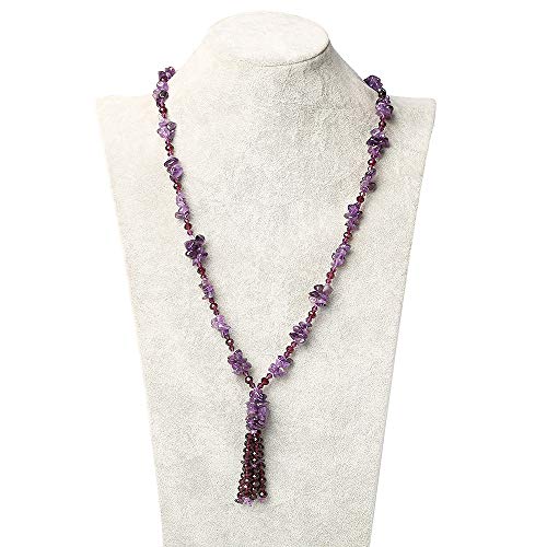 THTHT Naturstein Halskette Stein Perlen Lange Quaste Mode Lucky Cure Crystal Pullover Kette Lady Böhmischen Yoga Reiki Schmuck Charme, Amethyst von THTHT