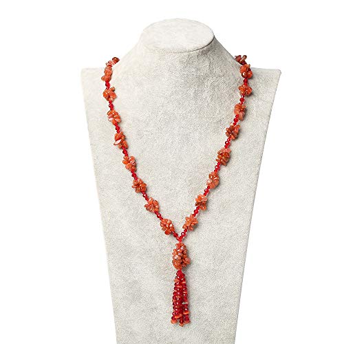 THTHT Naturstein Halskette Stein Perlen Lange Quaste Mode Lucky Cure Crystal Pullover Kette Lady Böhmischen Yoga Reiki Schmuck Charme, Südlichen Roten Achat von THTHT