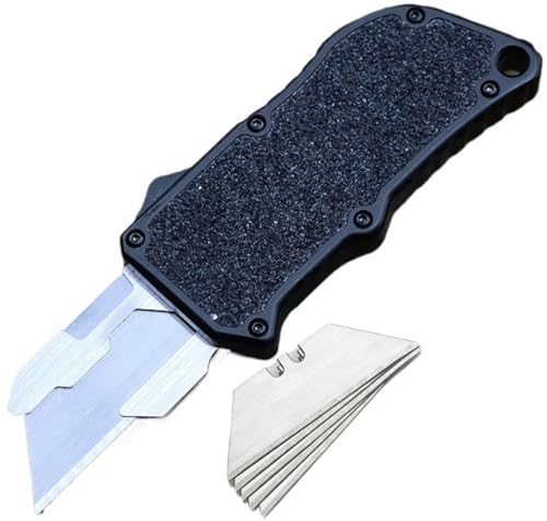 Allzweckmesser Aus Luftfahrt-Aluminium, Taschenmesser Aus Legierung, Auswechselbare Klinge, Allzweckmesser Aus Luftfahrt-Aluminium Einziehbar Auswechselbare Hochleistungsbox Mit 5 Klingen(Black) von THUCHENYUC