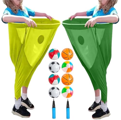 THUCHENYUC Oma-Hosen-Hofspiel, Oma-Hosen-Outdoor-Spiel Große Oma-Hosen-Hofspiele Mit Elastischen Bällen Und Pumpe Riesige Wurfspiele for Die Freizeit Im Freien(Yellow+Green) von THUCHENYUC