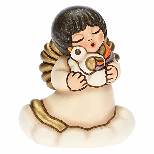 THUN, Gastgeschenk My Angel mit einem Vogel aus Keramik, handverziert, Symbol für Wohlbefinden und Liebe, Neuheit 2023, 5,8 x 4 x 6,8 cm H von THUN