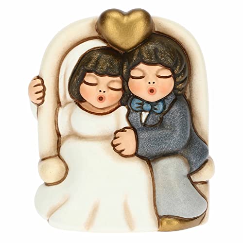 THUN, Gastgeschenk für Hochzeit mit einem Paar klassischer Bräutigam aus Keramik, handverziert, kleine Version, Linie Bonboniere, 5,8 x 3,5 x 7 cm von THUN