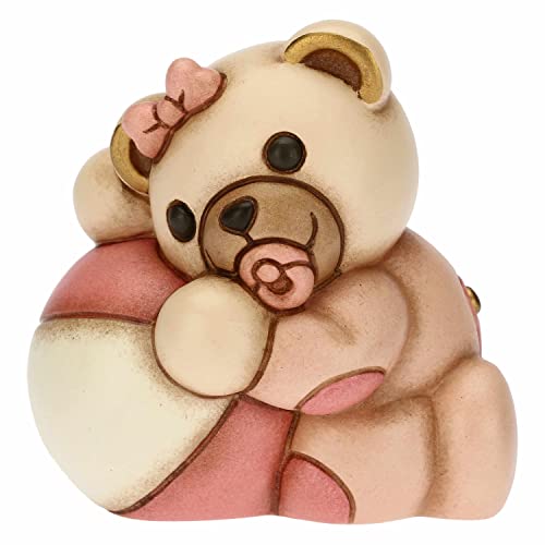 THUN - Teddy mit rosa Kugel - Gastgeschenke zur Taufe - Keramik - 6,2 x 5 x 6,7 cm h von THUN