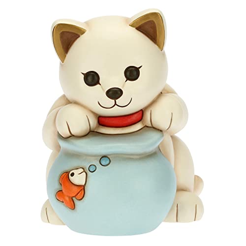 THUN - Dekofigur Katze mit Ampulle und Fisch - Gastgeschenke zur Kommunion - Keramik verziert - 18 x 16 x 20 cm h von THUN