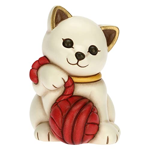 THUN - Figur Katze mit Knäuel - Gastgeschenke, Kommunion Gastgeschenke - Dekorierte Keramik - 7,7 x 9,3 x 11,5 cm h von THUN