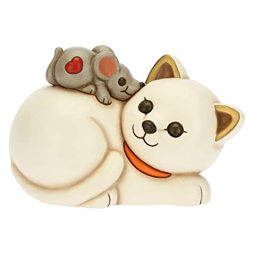 THUN - Figur Katze mit Mickey - Gastgeschenke, Gastgeschenke für Kommunion - Dekorierte Keramik - 17 x 11,2 x 11 cm h THUN - Figur Katze mit Mickey - Gastgeschenke, Gastgeschenke für Kommunion - Dekorierte Keramik - 17 x 11,2 x 11 cm h von THUN