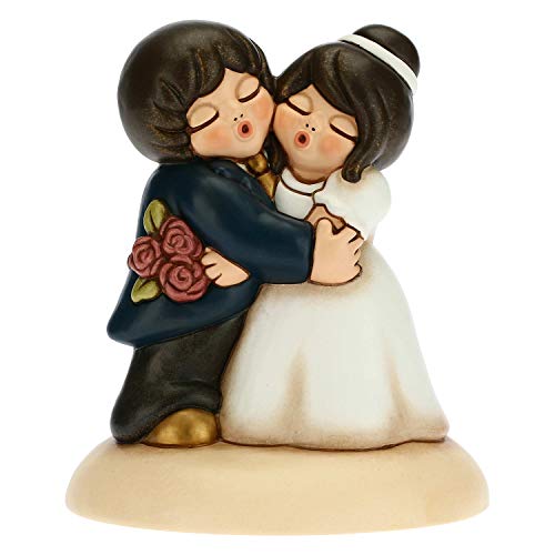 THUN - Gastgeschenk Brautpaar mit Blumenstrauß - Cake Topper Hochzeitstorte - Linie Gastgeschenke - Keramik - 12 x 12 x 13,5 cm von THUN