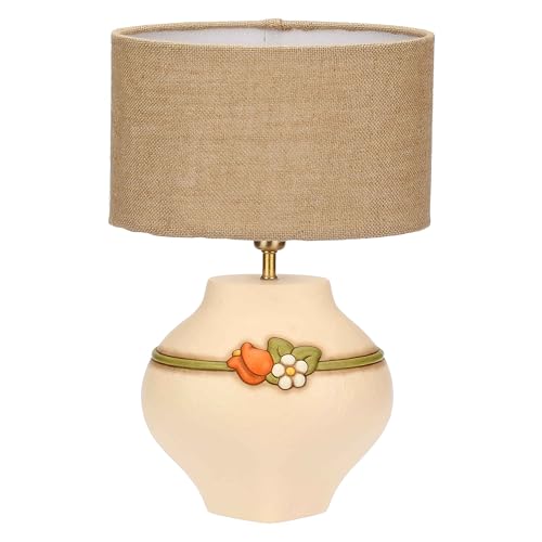 THUN Lampe mit mittelgroßen Keramikblumen, Lampenschirm aus feuerfester Baumwolle und Polyester, Lampenschirm aus lackiertem Eisen, Kollektion Country Bloom, 22,1 x 17,1 x 20,9 cm von THUN