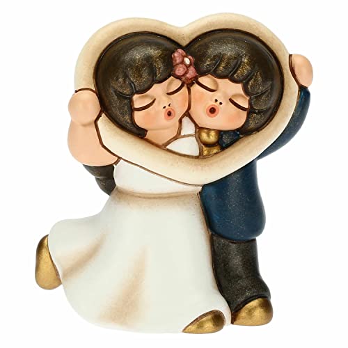 THUN - Paar verliebte Bräutigam mit Rahmen, kleine Version - Gastgeschenke, Hochzeitsgeschenke - handbemalte Keramik - 10,8 x 6,5 x 10 cm h von THUN