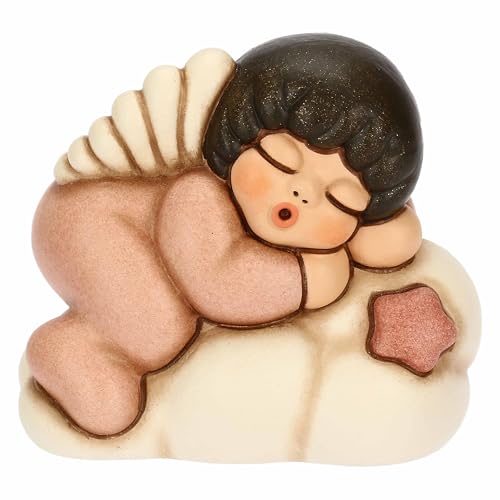 THUN - Rosa Engel auf Wolke - Keramik - Kollektion Bonboniere - 5,8 x 4,8 x 7,4 cm von THUN