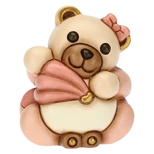 THUN - Teddy mit Babybett für Sie - Gastgeschenke, Gastgeschenke, Taufe - Handbemalte Keramik - 6 x 5 x 6,7 cm h von THUN