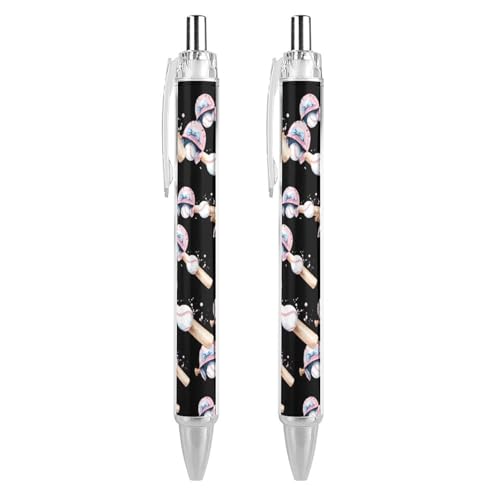 Kugelschreiber mit Baseball-Motiv, einziehbar, 0,5 mm, glattes Schreiben, schwarze Tinte, Zubehör für Büro, 2 Stück Kugelschreiber mit Baseball-Motiv, einziehbar, 0,5 mm, glattes Schreiben, schwarze Tinte, Zubehör für Büro, 2 Stück von THisdownd