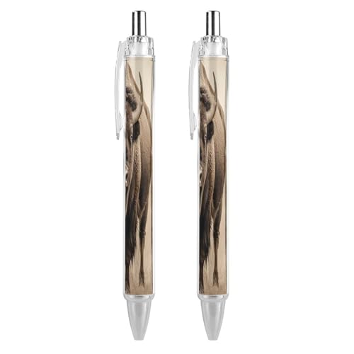 THisdownd Bison Animal Kugelschreiber, einziehbar, 0,5 mm, glattes Schreiben, schwarze Tinte, Schreibzubehör, für Büro, 2 Stück THisdownd Bison Animal Kugelschreiber, einziehbar, 0,5 mm, glattes Schreiben, schwarze Tinte, Schreibzubehör, für Büro, 2 Stück von THisdownd