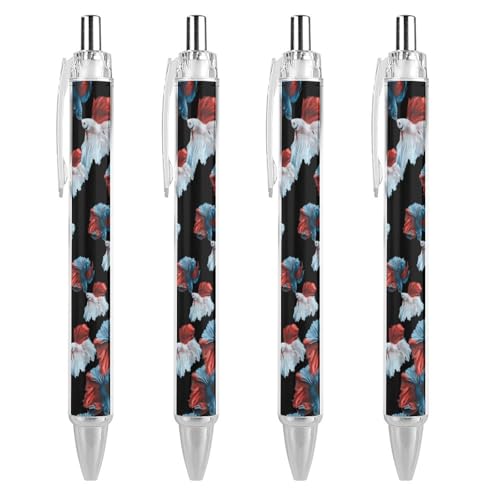 THisdownd Bunter Betta Fisch-Kugelschreiber, einziehbar, 0,5 mm, glattes Schreiben, schwarze Tinte, Kugelschreiber, Notizen, Zubehör für Büro, 4 Stück THisdownd Bunter Betta Fisch-Kugelschreiber, einziehbar, 0,5 mm, glattes Schreiben, schwarze Tinte, Kugelschreiber, Notizen, Zubehör für Büro, 4 Stück von THisdownd