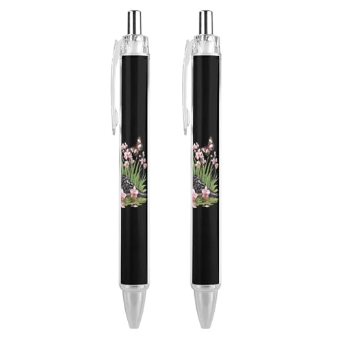 THisdownd Common Butterfly Flowers Kugelschreiber, einziehbar, 0,5 mm, glattes Schreiben, schwarze Tinte, Kugelschreiber, Notizen, Zubehör für Büro, 2 Stück von THisdownd