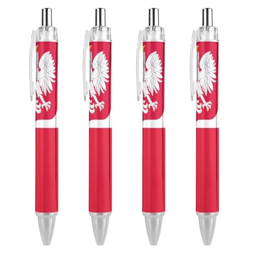 THisdownd Druckkugelschreiber Polen mit Adlerflagge, tragbar, blaue Tinte, Kugelschreiber, Arbeitsstifte für Zuhause, Büro, 4 Stück THisdownd Druckkugelschreiber Polen mit Adlerflagge, tragbar, blaue Tinte, Kugelschreiber, Arbeitsstifte für Zuhause, Büro, 4 Stück von THisdownd