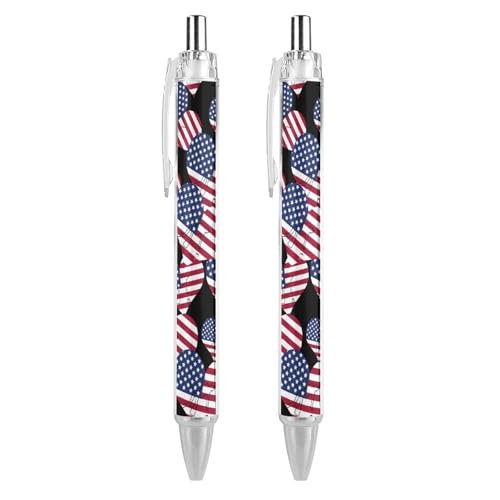 THisdownd Druckkugelschreiber mit Herz-Flagge, 0,5 mm, glattes Schreiben, schwarze Tinte, Kugelschreiber, Notizen, Zubehör für Büro, 2 Stück THisdownd Druckkugelschreiber mit Herz-Flagge, 0,5 mm, glattes Schreiben, schwarze Tinte, Kugelschreiber, Notizen, Zubehör für Büro, 2 Stück von THisdownd