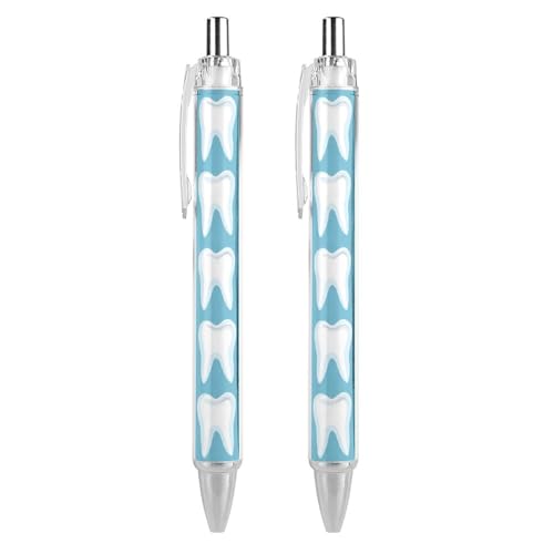 THisdownd Druckkugelschreiber mit Zahnmuster, 0,5 mm, glattes Schreiben, schwarze Tinte, Kugelschreiber, Notizen, Zubehör für Büro, 2 Stück THisdownd Druckkugelschreiber mit Zahnmuster, 0,5 mm, glattes Schreiben, schwarze Tinte, Kugelschreiber, Notizen, Zubehör für Büro, 2 Stück von THisdownd