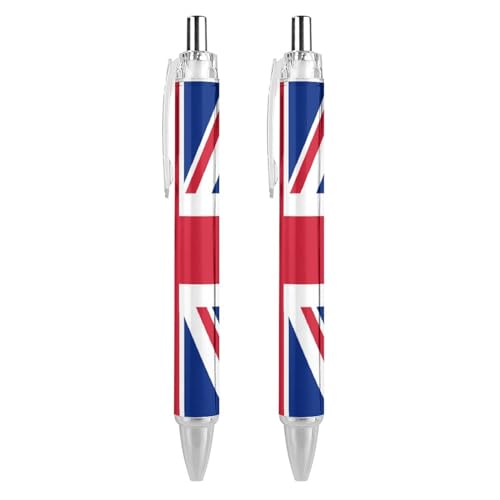 THisdownd Druckkugelschreiber mit britischer Flagge, tragbar, blaue Tinte, Kugelschreiber, Arbeitsstifte für Zuhause, Büro, 2 Stück THisdownd Druckkugelschreiber mit britischer Flagge, tragbar, blaue Tinte, Kugelschreiber, Arbeitsstifte für Zuhause, Büro, 2 Stück von THisdownd