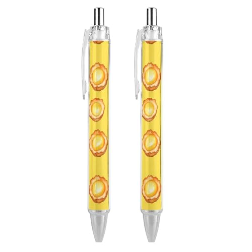 THisdownd Egg Tart Kugelschreiber, einziehbar, 0,5 mm, glattes Schreiben, schwarze Tinte, Kugelschreiber, Notizen, Zubehör für Büro, 2 Stück von THisdownd