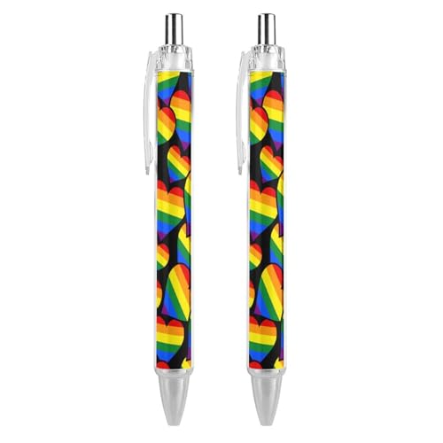 THisdownd Heart Gay Proud Kugelschreiber, einziehbar, 0,5 mm, glattes Schreiben, schwarze Tinte, Schreibzubehör, für Büro, 2 Stück THisdownd Heart Gay Proud Kugelschreiber, einziehbar, 0,5 mm, glattes Schreiben, schwarze Tinte, Schreibzubehör, für Büro, 2 Stück von THisdownd