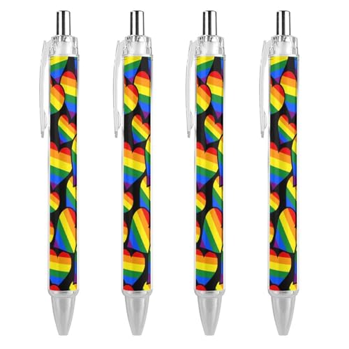 THisdownd Heart Gay Proud Kugelschreiber, einziehbar, 0,5 mm, glattes Schreiben, schwarze Tinte, Schreibzubehör, für Büro, 4 Stück THisdownd Heart Gay Proud Kugelschreiber, einziehbar, 0,5 mm, glattes Schreiben, schwarze Tinte, Schreibzubehör, für Büro, 4 Stück von THisdownd
