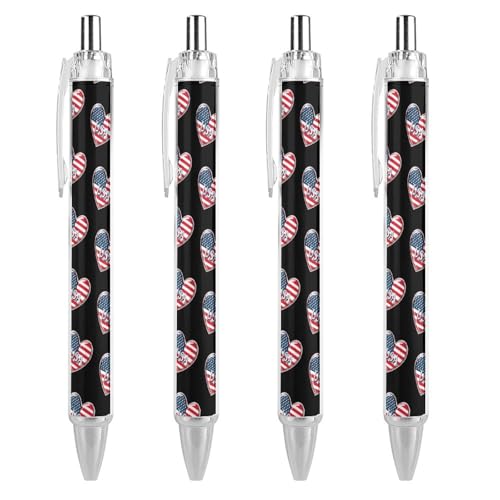 THisdownd I Love U.S. Kugelschreiber, einziehbar, 0,5 mm, glattes Schreiben, schwarze Tinte, Schreibzubehör, für Büro, 4 Stück THisdownd I Love U.S. Kugelschreiber, einziehbar, 0,5 mm, glattes Schreiben, schwarze Tinte, Schreibzubehör, für Büro, 4 Stück von THisdownd