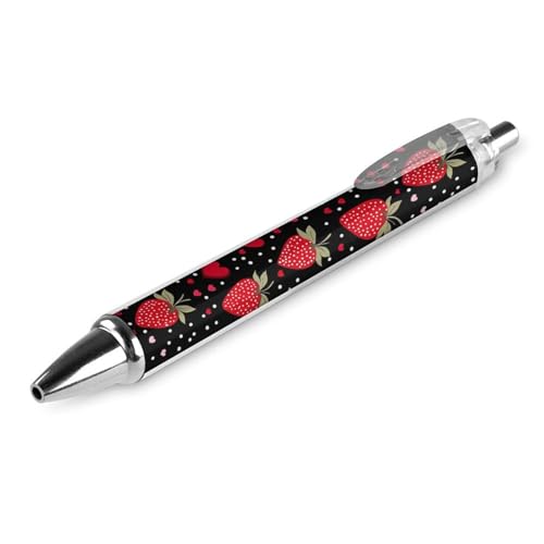 THisdownd Kugelschreiber, Erdbeere und Herzen, 0,5 mm, glattes Schreiben, schwarze Tinte, Schreibzubehör, für Büro, 1 Stück THisdownd Kugelschreiber, Erdbeere und Herzen, 0,5 mm, glattes Schreiben, schwarze Tinte, Schreibzubehör, für Büro, 1 Stück von THisdownd