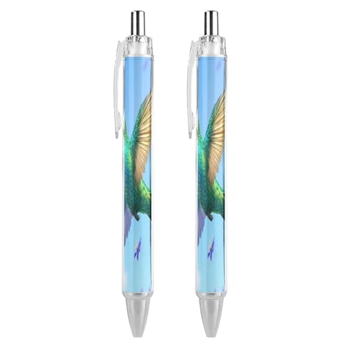 THisdownd Kugelschreiber, Kolibri, einziehbar, 0,5 mm, glattes Schreiben, schwarze Tinte, Schreibzubehör, für Büro, 2 Stück THisdownd Kugelschreiber, Kolibri, einziehbar, 0,5 mm, glattes Schreiben, schwarze Tinte, Schreibzubehör, für Büro, 2 Stück von THisdownd