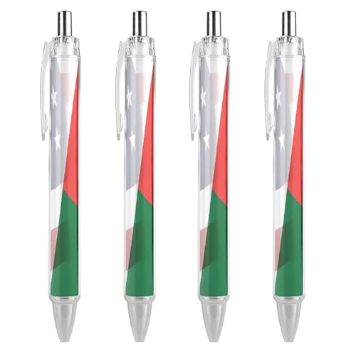 THisdownd Kugelschreiber, Motiv: Flagge von Madagaskar und USA, 0,5 mm, glattes Schreiben, schwarze Tinte, Schreibzubehör, für Büro, 4 Stück THisdownd Kugelschreiber, Motiv: Flagge von Madagaskar und USA, 0,5 mm, glattes Schreiben, schwarze Tinte, Schreibzubehör, für Büro, 4 Stück von THisdownd