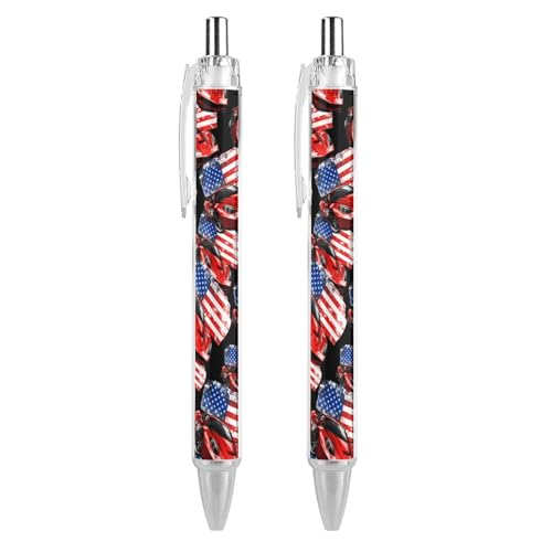 THisdownd Kugelschreiber mit Druckmechanik und US-Flagge, 0,5 mm, glattes Schreiben, schwarze Tinte, für Notizen, Zubehör für Büro, 2 Stück THisdownd Kugelschreiber mit Druckmechanik und US-Flagge, 0,5 mm, glattes Schreiben, schwarze Tinte, für Notizen, Zubehör für Büro, 2 Stück von THisdownd